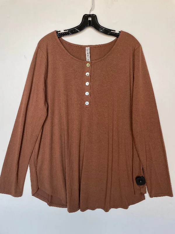 Today’s Deal Top Long Sleeve Basic By Zenana Outfitters In Brown, Size: 3x