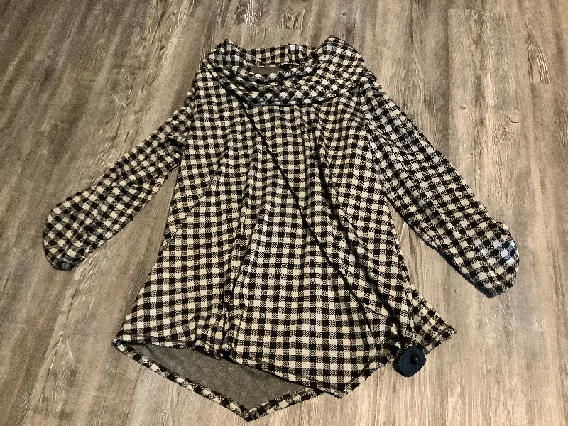 Factory Direct Sale Top Long Sleeve By Ali Miles In Checkered Pattern, Size: Xl
