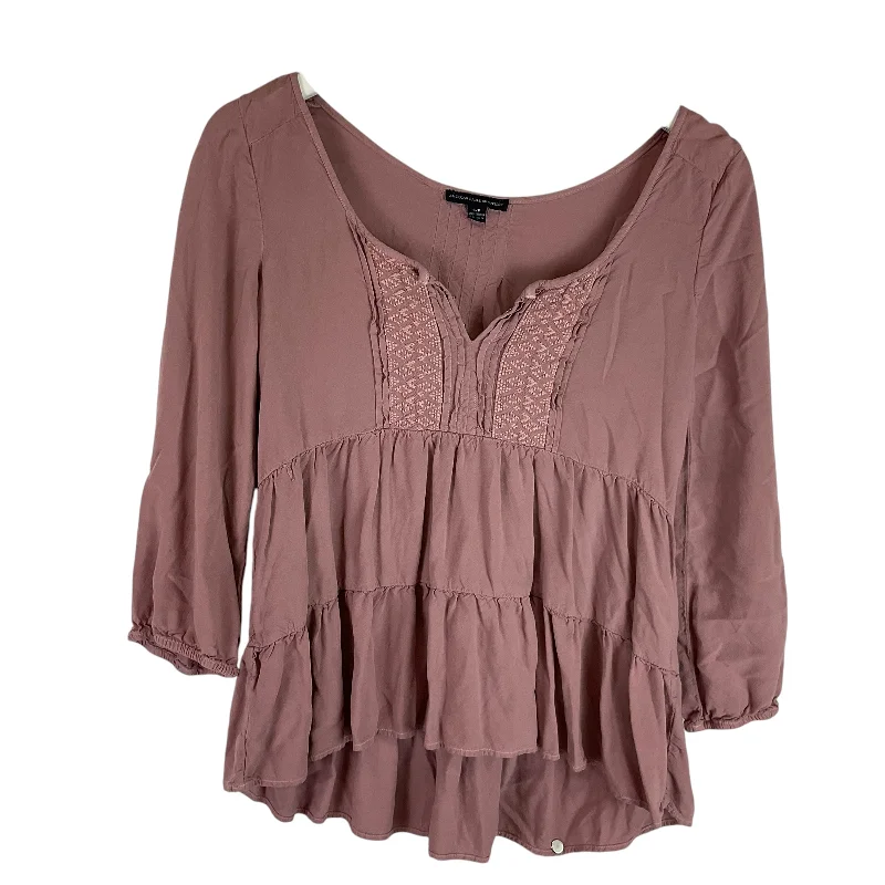 The Best Prices Top Long Sleeve By American Eagle In Pink, Size: S
