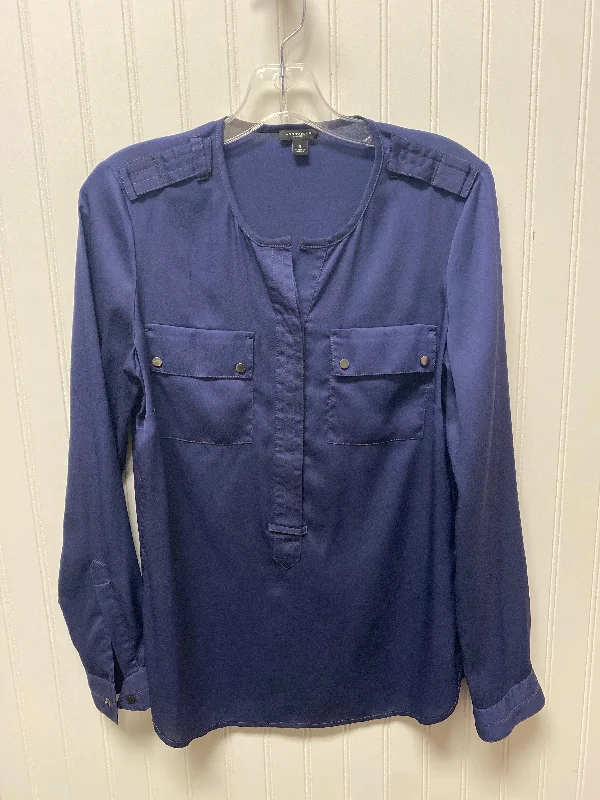 Special Promotion Top Long Sleeve By Ann Taylor In Navy, Size: S