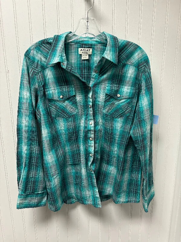 Super Sale Top Long Sleeve By Ariat In Teal, Size: Xl