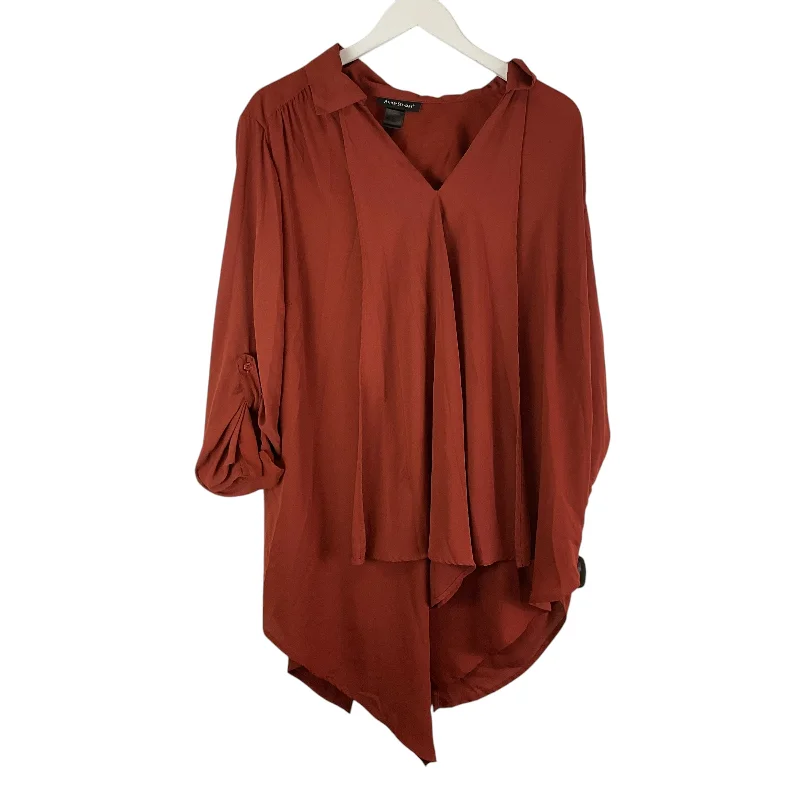 Year-End Clearance Top Long Sleeve By Ashley Stewart In Orange, Size: 1x