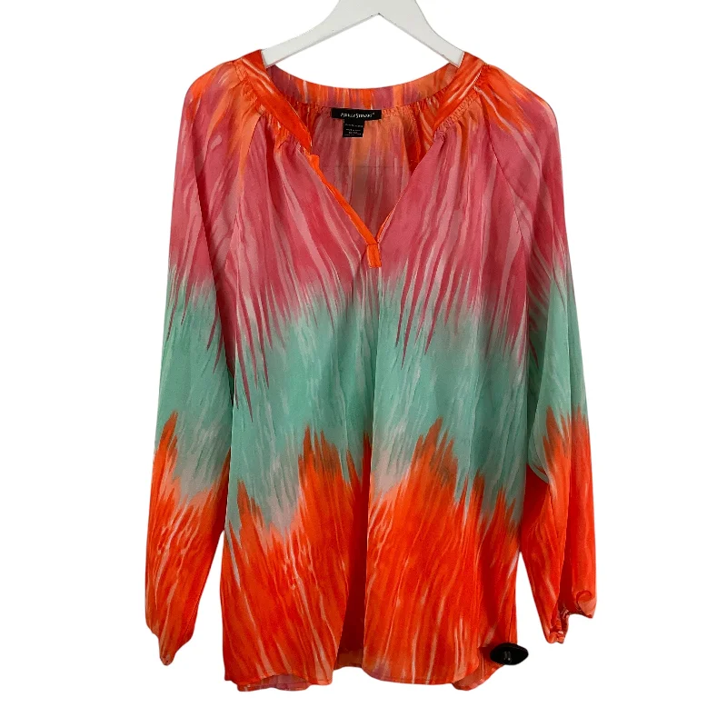 Deal of the Day Top Long Sleeve By Ashley Stewart In Orange, Size: 1x