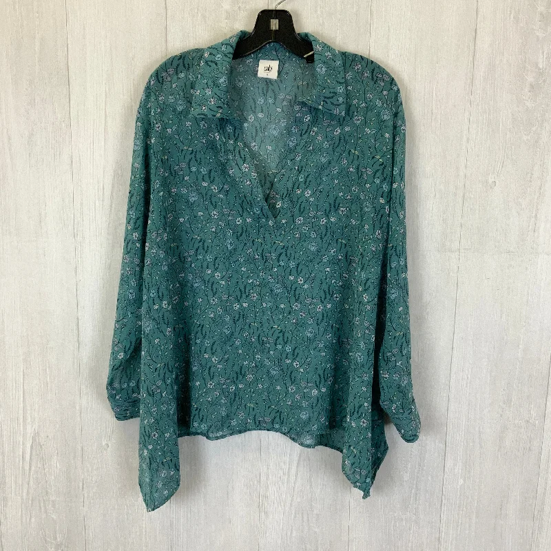 Top Long Sleeve By Cabi In Aqua, Size: S