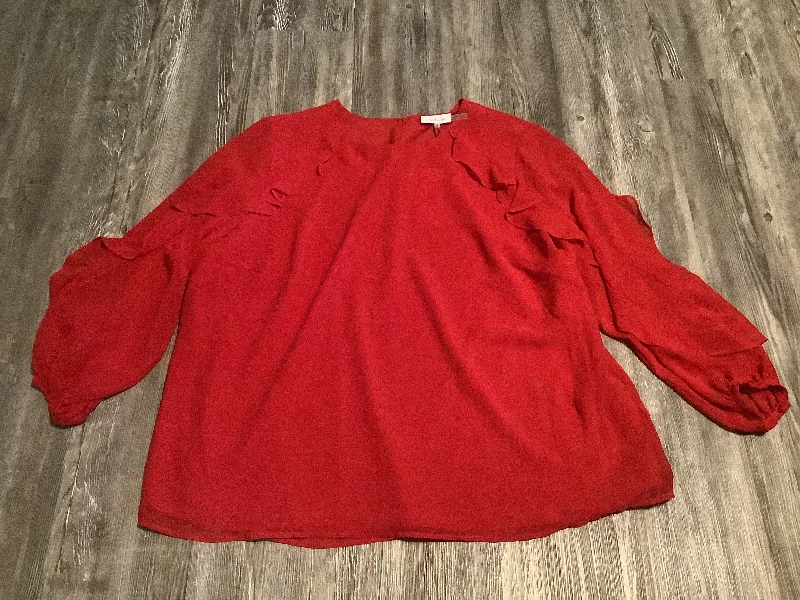 Price Drop Top Long Sleeve By Calvin Klein In Red, Size: 1x