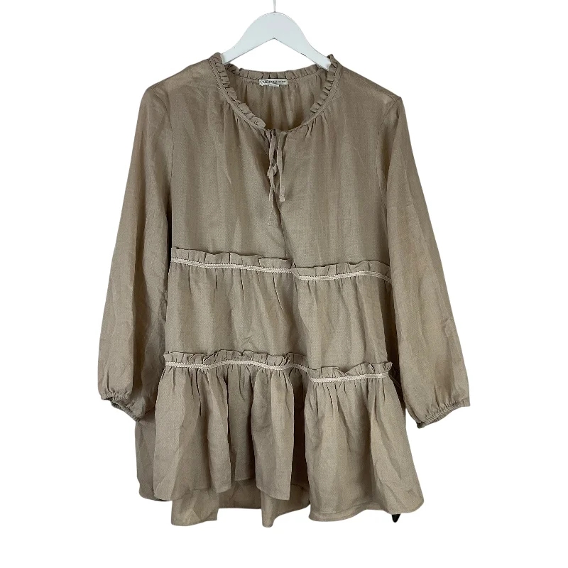 Bonus Savings Top Long Sleeve By Cato In Brown, Size: Xl