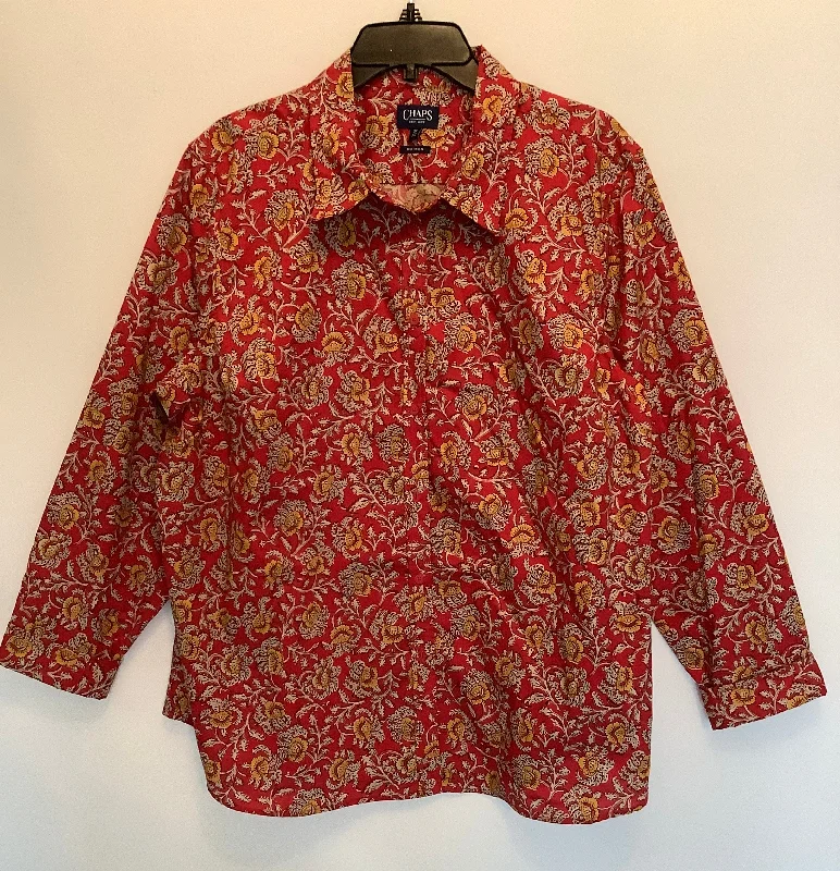 Deal Alert Top Long Sleeve By Chaps In Red, Size: 2x