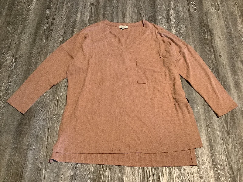 Discount Deals Top Long Sleeve By Chenault In Tan, Size: M