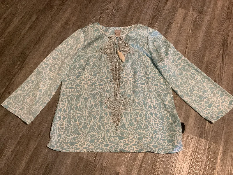 Seasonal Sale Top Long Sleeve By Chicos In Green, Size: M