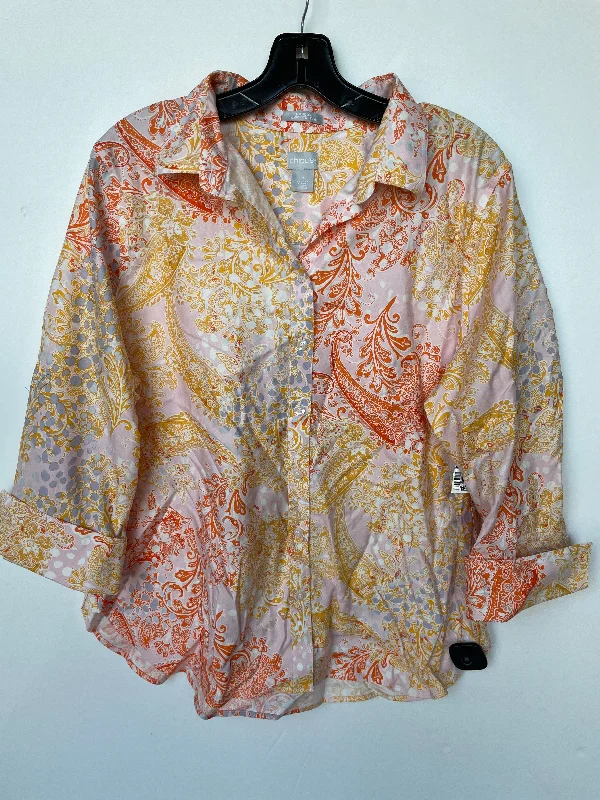 Best Seller Top Long Sleeve By Chicos In Orange & Pink, Size: Xl