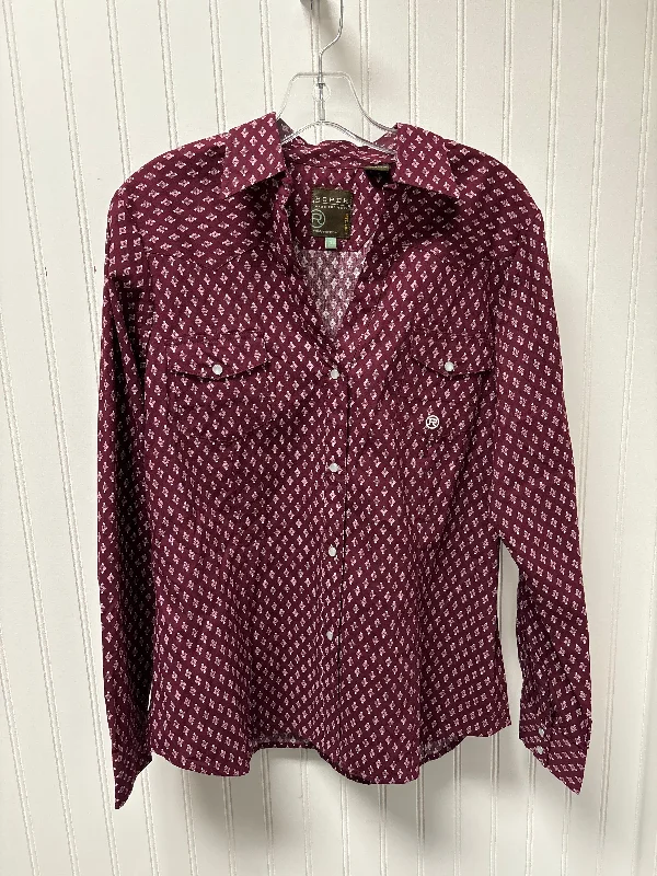 Unbeatable Prices Top Long Sleeve By ROPER In Maroon, Size: L