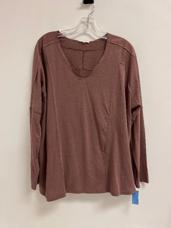 Blowout Sale Top Long Sleeve By Easel In Brown, Size: L