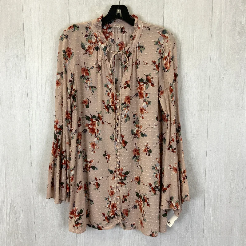 Top Long Sleeve By En Creme In Pink, Size: M