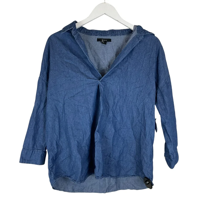 Limited Edition Top Long Sleeve By Forever 21 In Blue, Size: M