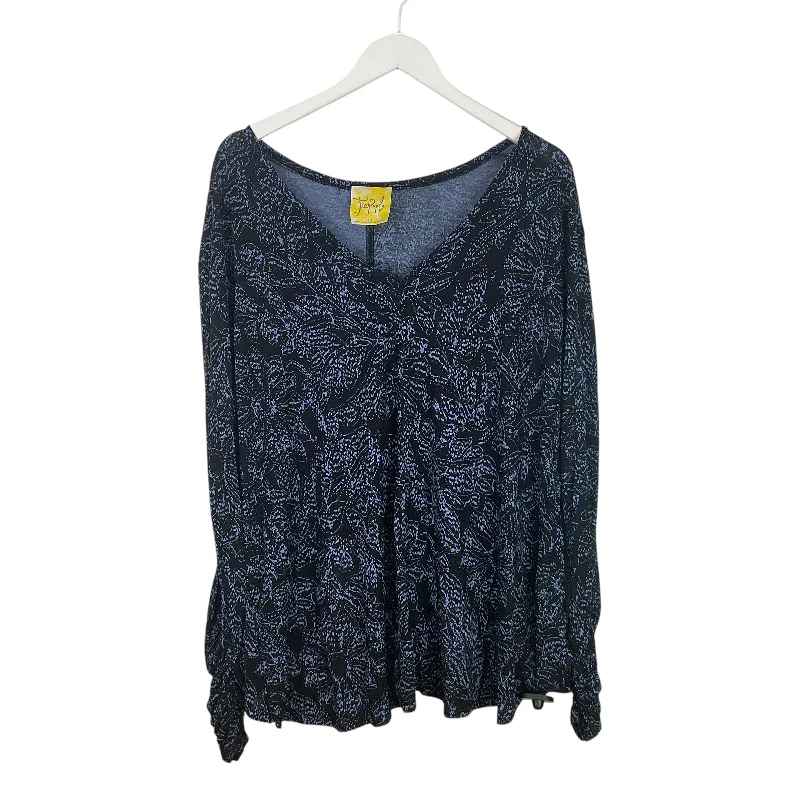 Markdowns Top Long Sleeve By Free People In Black & Blue, Size: L