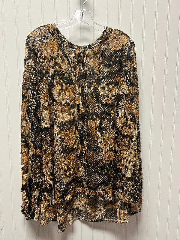 Extra Savings Top Long Sleeve By Free People In Black & Orange, Size: L