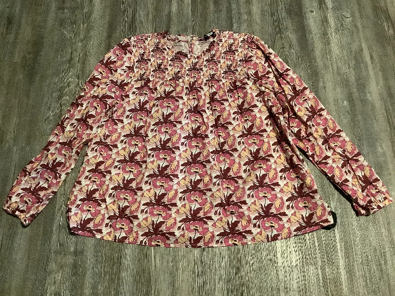 Huge Discounts Top Long Sleeve By J. Crew In Floral Print, Size: 2x