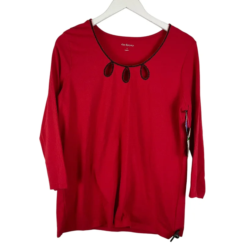 Don't Wait Top Long Sleeve By Kim Rogers In Red, Size: L