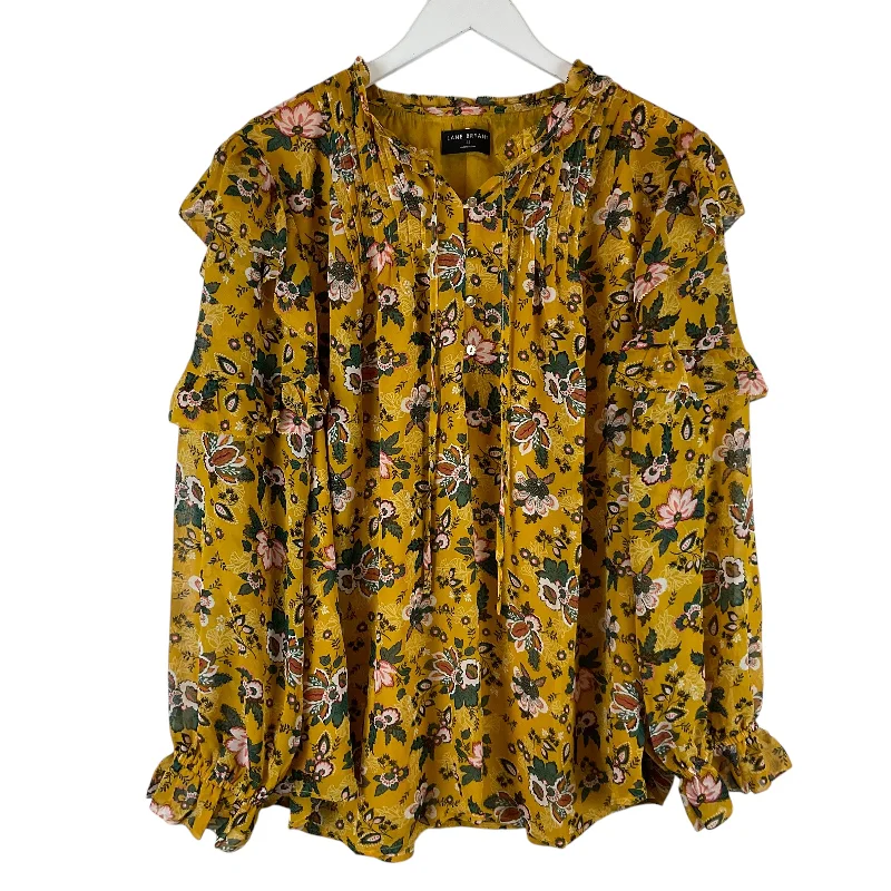 Special Offer Top Long Sleeve By Lane Bryant In Yellow, Size: 22