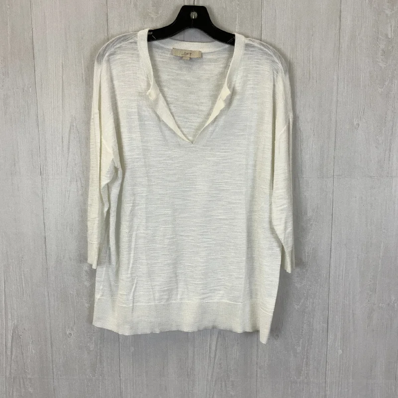 Top Long Sleeve By Loft In White, Size: M