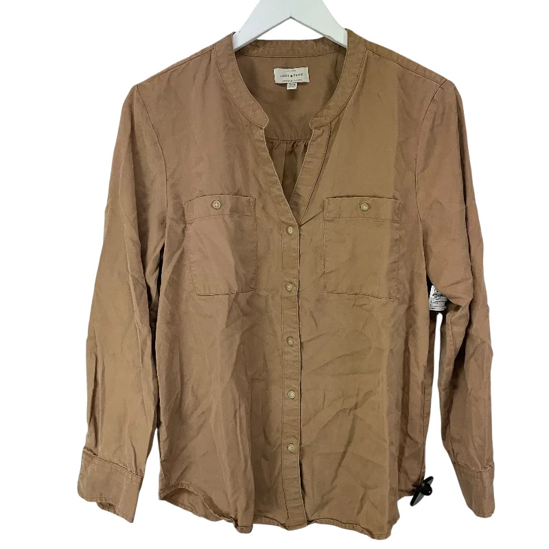 Limited Edition Top Long Sleeve By Lucky Brand In Brown, Size: M