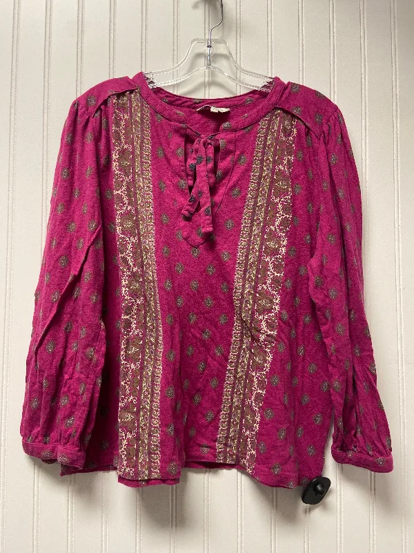 Price Slash Top Long Sleeve By Lucky Brand In Pink & Purple, Size: L