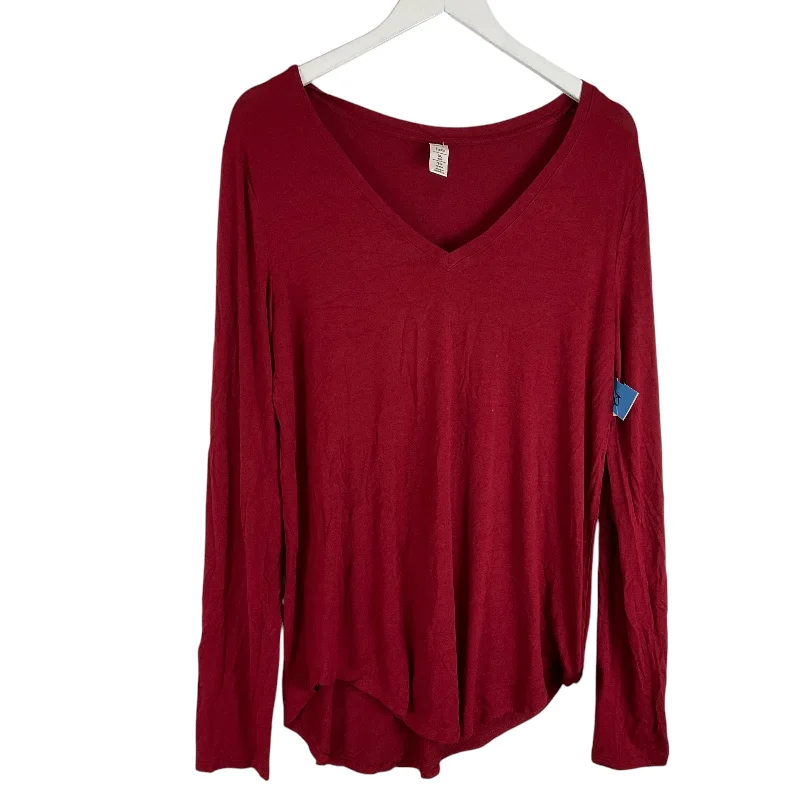 Don’t Miss Out Top Long Sleeve By Luxe In Red, Size: Xl