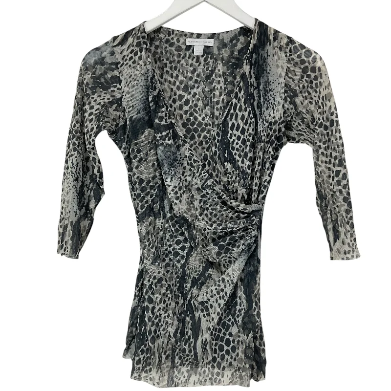 Exclusive Online Offer Top Long Sleeve By New York And Co In Animal Print, Size: M