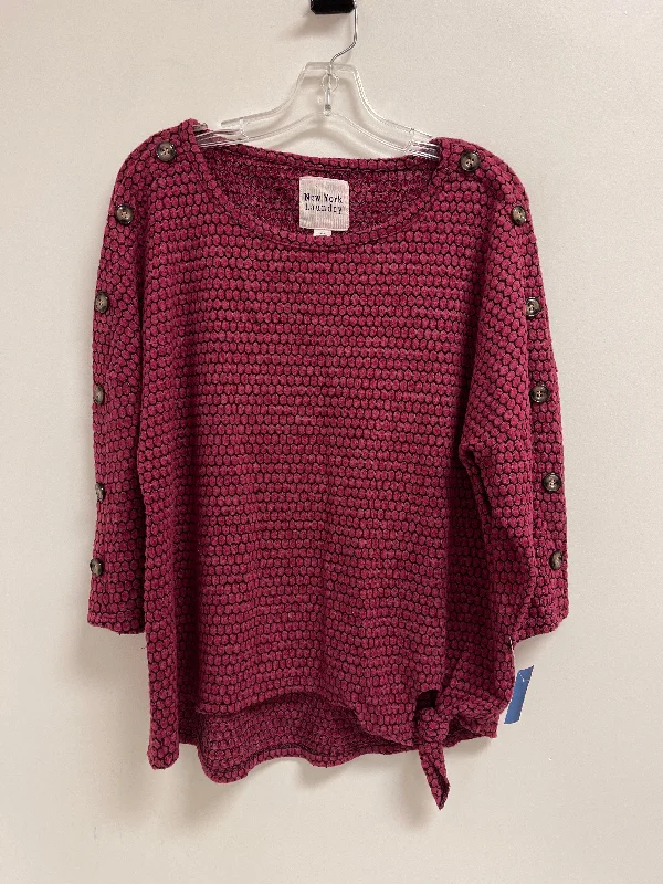 Discount Deals Top Long Sleeve By New York Laundry In Pink, Size: L