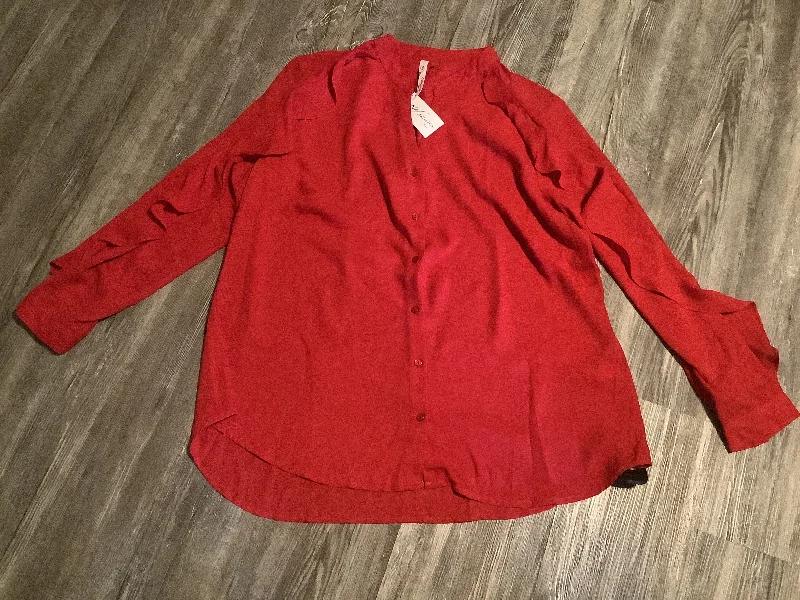Special Price Top Long Sleeve By Ny Collection In Red, Size: 1x