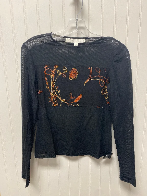 Blowout Deals Top Long Sleeve By Platinum In Black & Orange, Size: S