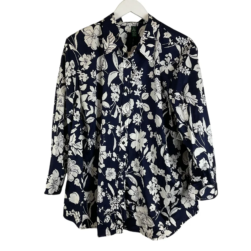 Mega Deal Top Long Sleeve By Ralph Lauren In Blue, Size: 2x