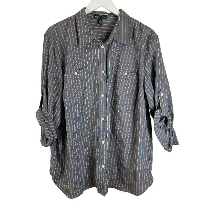 Blowout Sale Top Long Sleeve By Ralph Lauren In Grey, Size: 2x