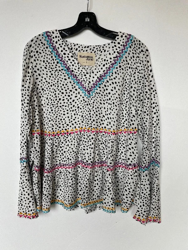 Top Long Sleeve By Savanna Jane In Polkadot Pattern, Size: S