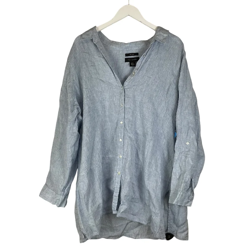 Super Deal Top Long Sleeve By Tahari By Arthur Levine In Blue, Size: 2x