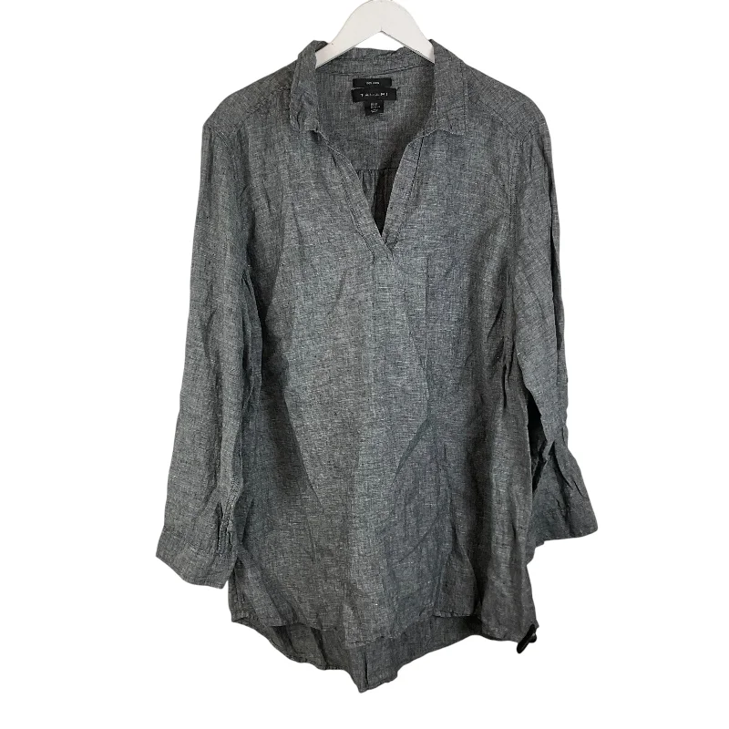 Flash Sale Top Long Sleeve By Tahari By Arthur Levine In Grey, Size: 2x