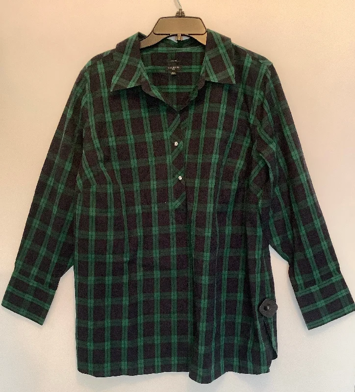 Amazing Deals Top Long Sleeve By Talbots In Plaid Pattern, Size: Xl