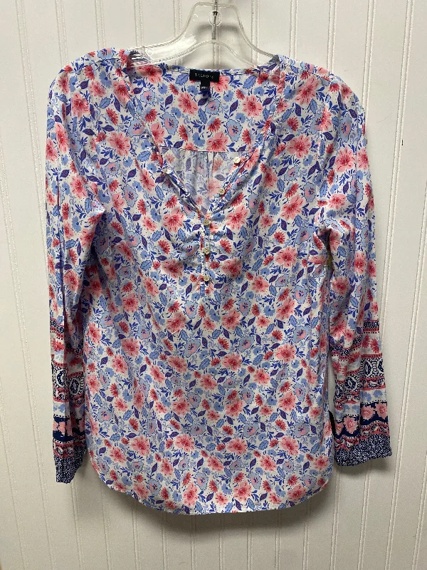 Limited Edition Top Long Sleeve By Talbots O In Blue White, Size: Xs