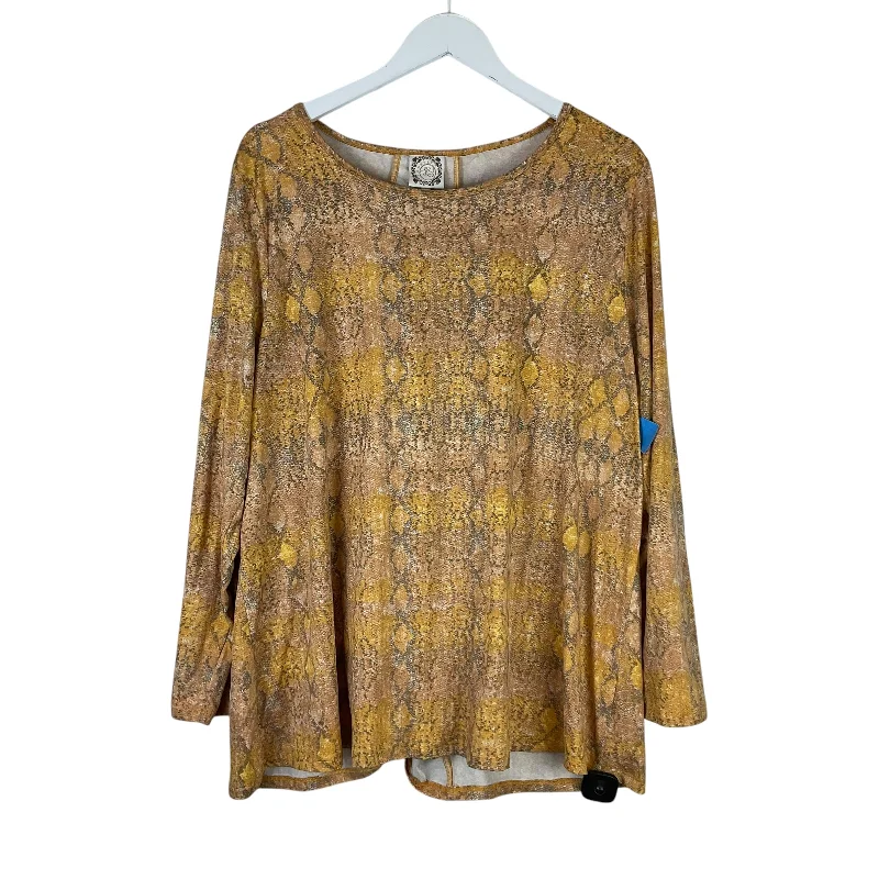 Sale Event Top Long Sleeve By Tru Self In Snakeskin Print, Size: 2x