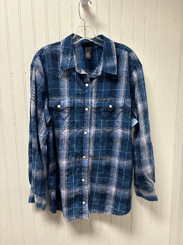 Sale Event Top Long Sleeve By Wrangler In Blue, Size: L