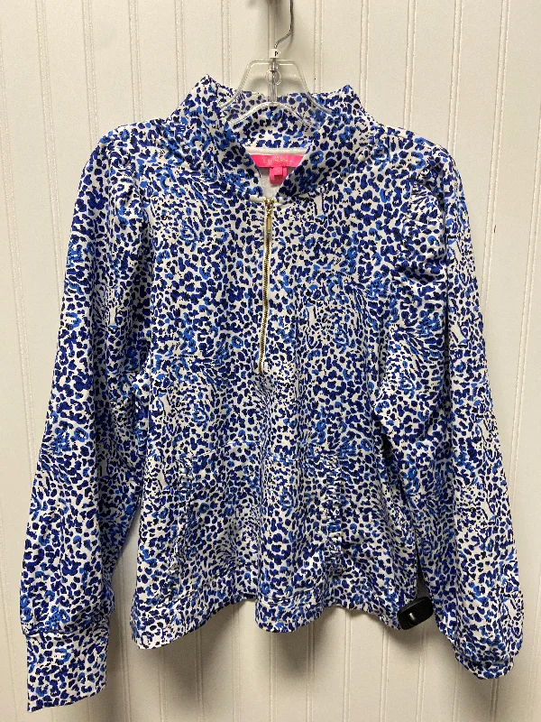 Quick Sale Top Long Sleeve Designer By Lilly Pulitzer In Blue & White, Size: L