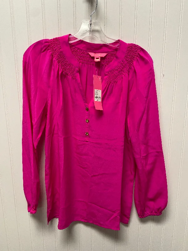 Now or Never Top Long Sleeve Designer By Lilly Pulitzer In Pink, Size: S