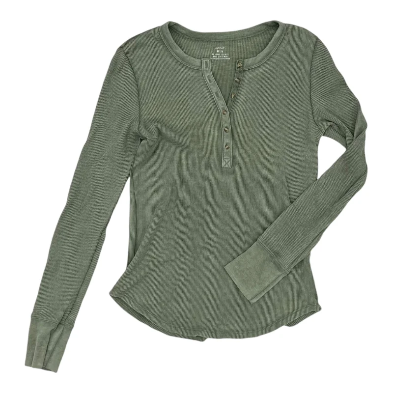 Overstock Top Ls Basic By Aerie In Green, Size:M
