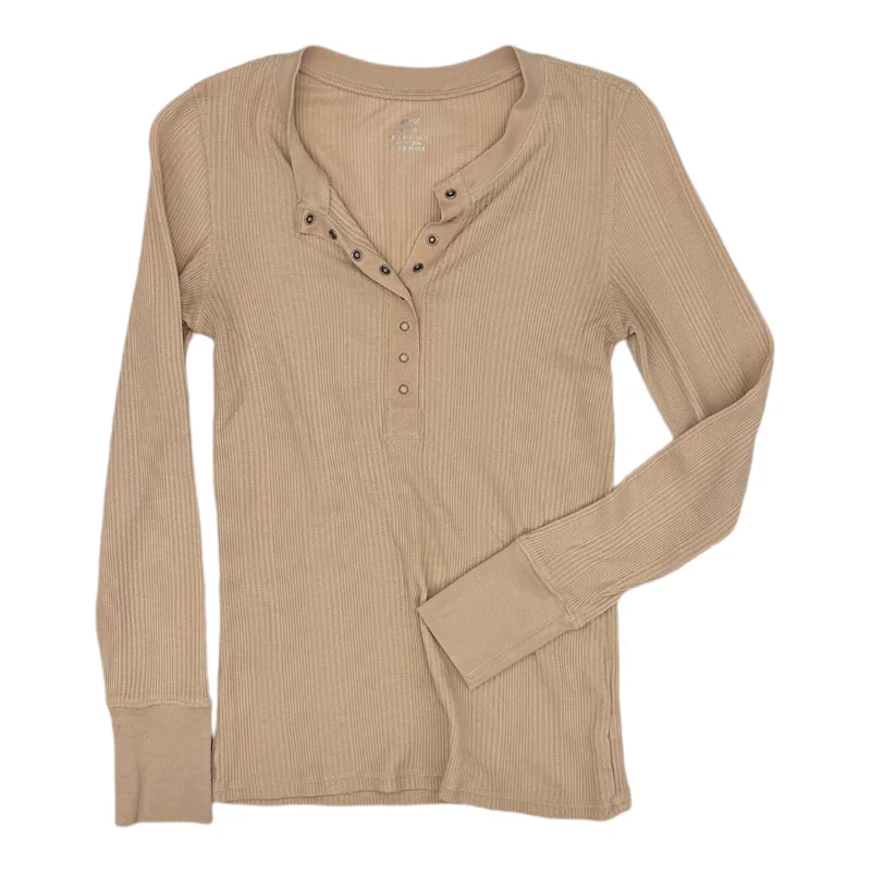 Savings Galore Top Ls Basic By Aerie In Tan, Size:Xs