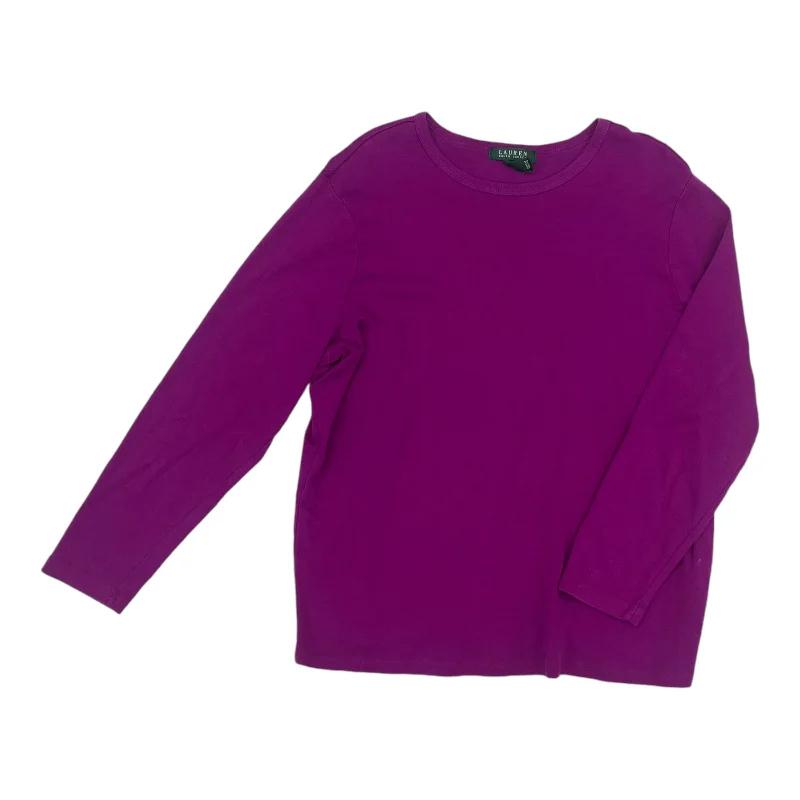 Top Ls Basic By Lauren By Ralph Lauren In Purple, Size:2X