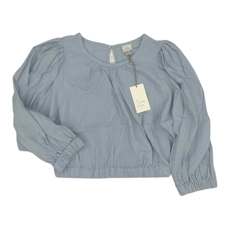 Blowout Deals TOP LS by A NEW DAY In BLUE, Size: M