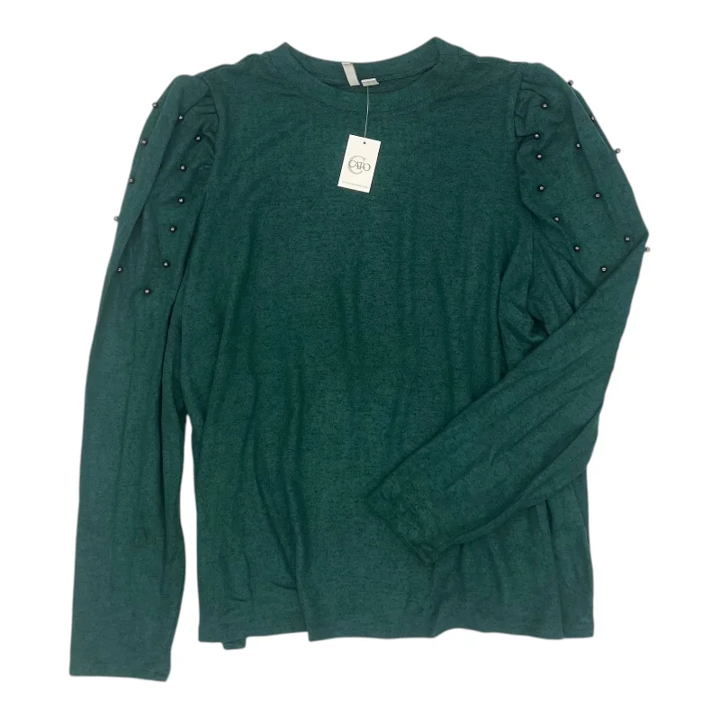 Referral Discount Top Ls By Cato In Green, Size:1X