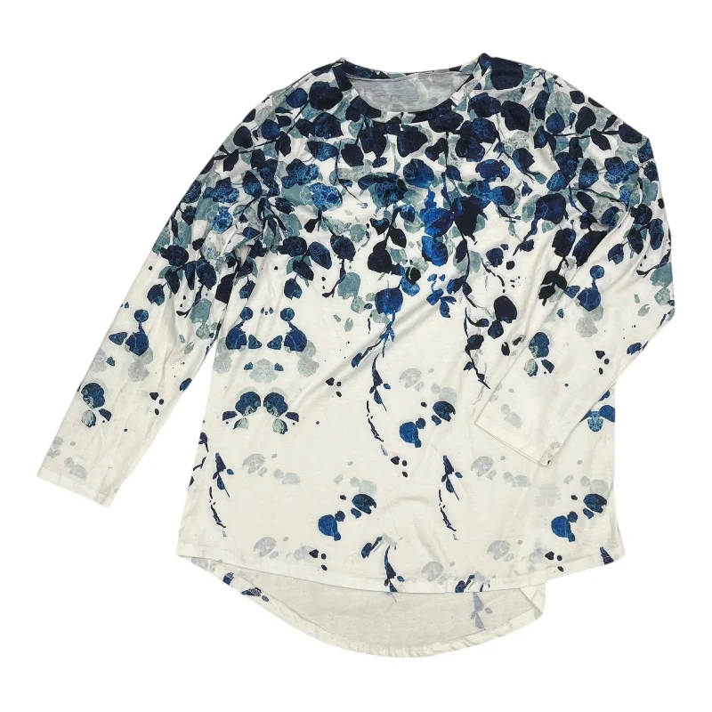 Stock Clearance Top Ls By Cme In Blue & White, Size:1X