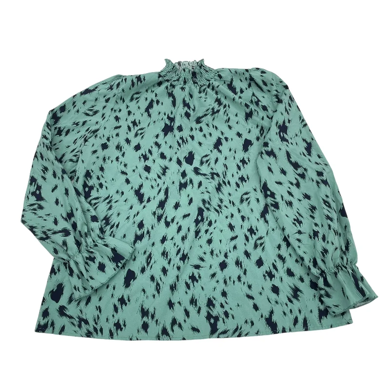 Sneak Peek Sale Top Ls By Cme In Green, Size:2X