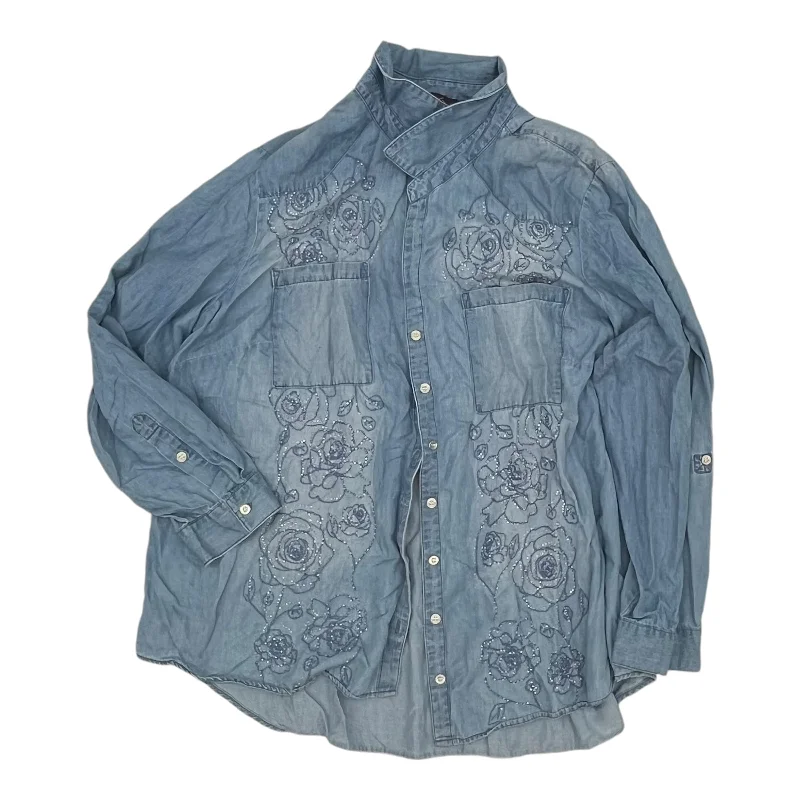 Amazing Deals Top Ls By Gloria Vanderbilt In Blue Denim, Size:2X